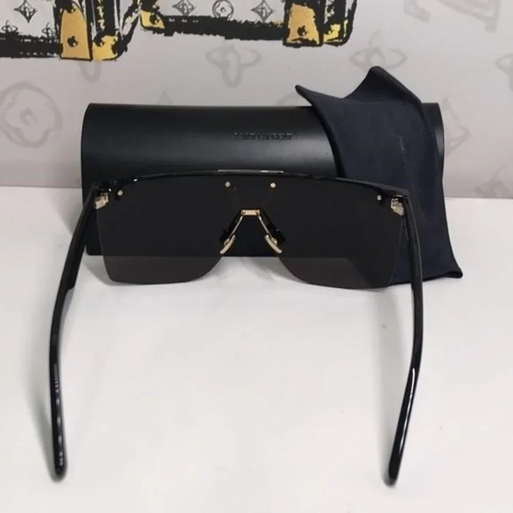 New Authentic Saint Laurent SL 537 Palace 001 – Black & Gold Shield Sunglasses - Picture 12 of 15